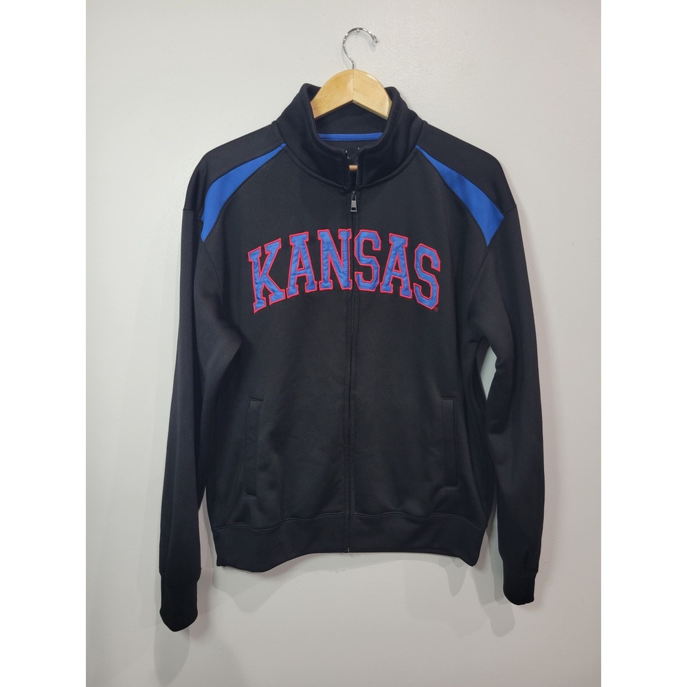 Campus Heritage Mens Kansas Jayhawks Full Zip Track‎ Jacket Black Blue Size M
